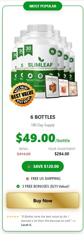 Buy SlimLeaf probiotic 6 bottle official