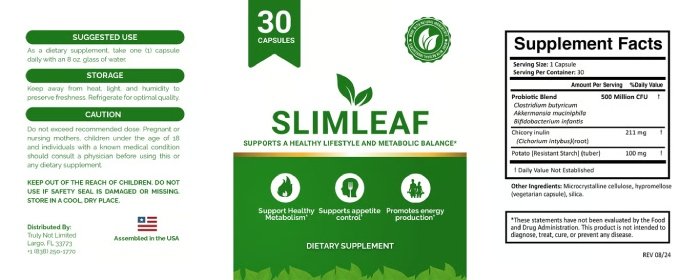 SlimLeaf Supplement Facts
